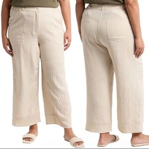 Max Studio Women's Plus Size Wide-Leg Textured Cream Beige Pants Sz 2X